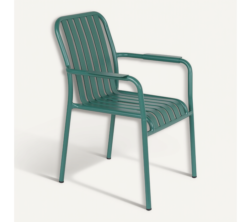 Chaise De Terrasse Avec Accoudoirs En Aluminium Vert Foncé Faro
