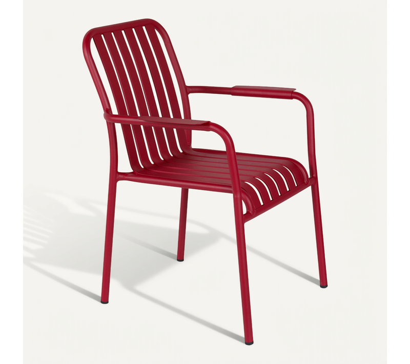 Chaise De Terrasse Avec Accoudoirs En Aluminium Rouge Faro