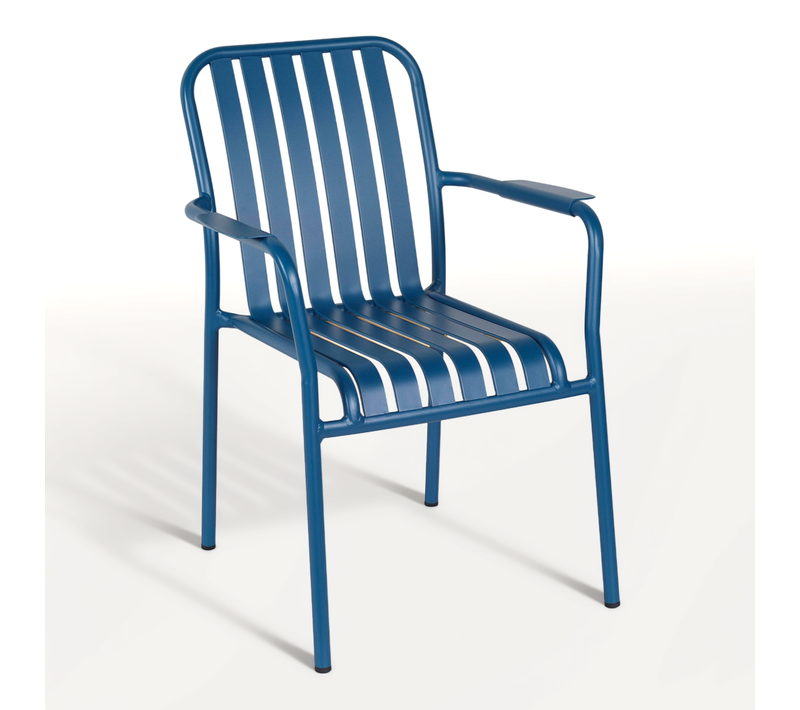 Chaise De Terrasse Avec Accoudoirs En Aluminium Bleu Foncé Faro