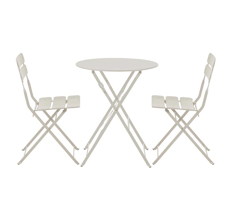 Table De Jardin Ronde Rabattable Et 2 Chaises Pliantes Beige Clair