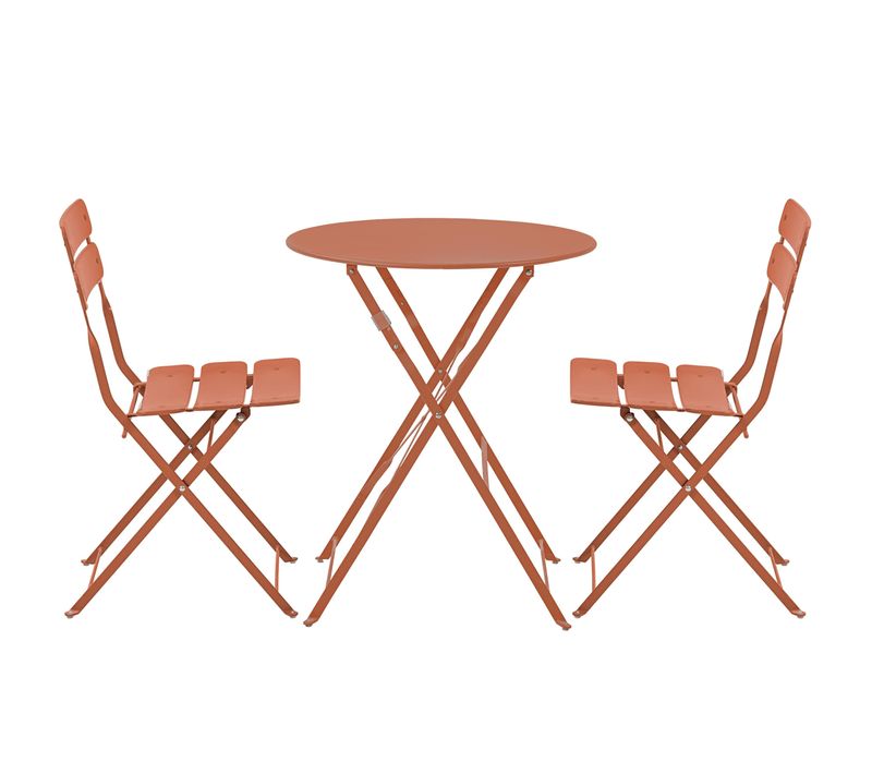 Table De Jardin Ronde Rabattable Et 2 Chaises Pliantes Terracotta