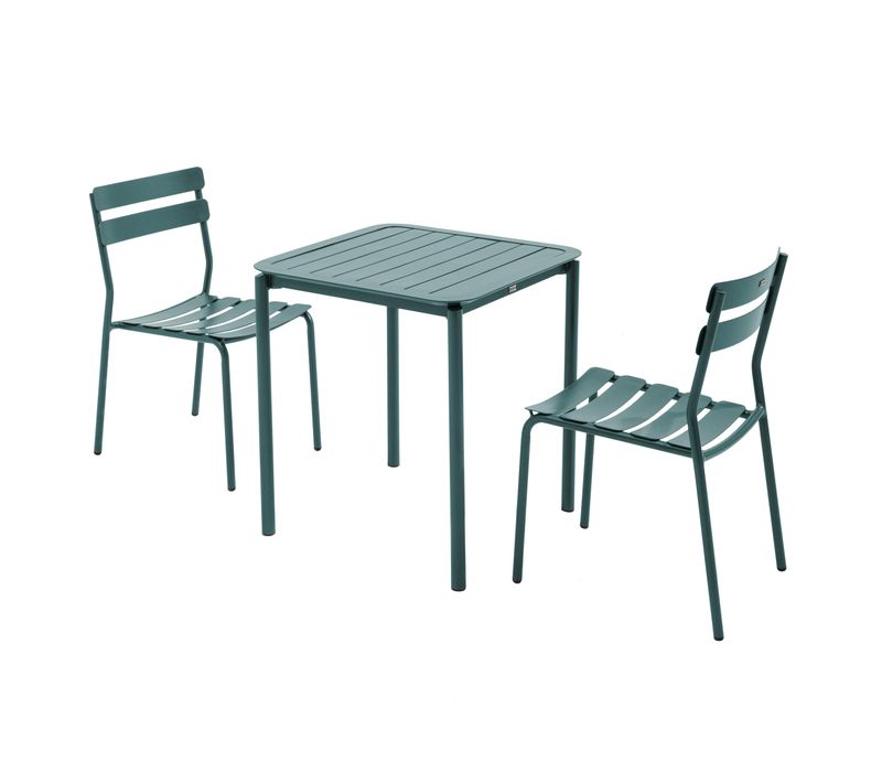 Ensemble Table De Terrasse 70cm Et 2 Chaises Vert Foncé Almada