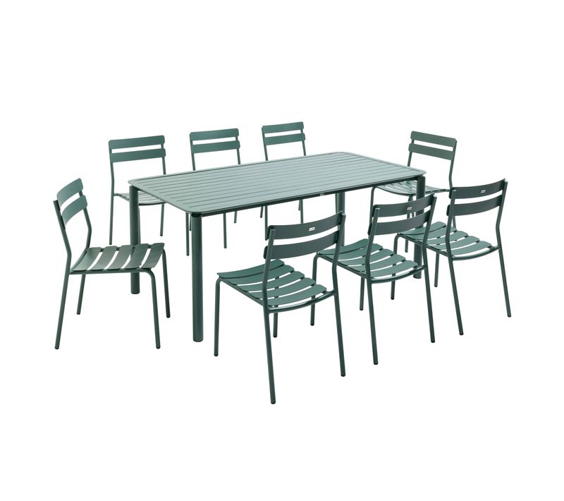 Ensemble Table De Jardin Et 8 Chaises Vert Foncé Almada