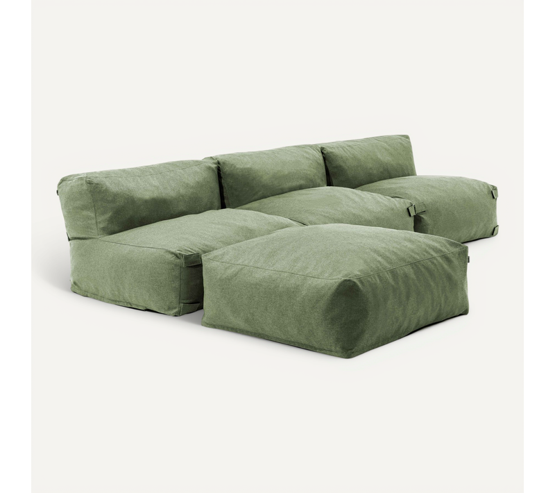 Canapé D'angle Fixe Modulable 4 Places Vert Cactus - Mixi