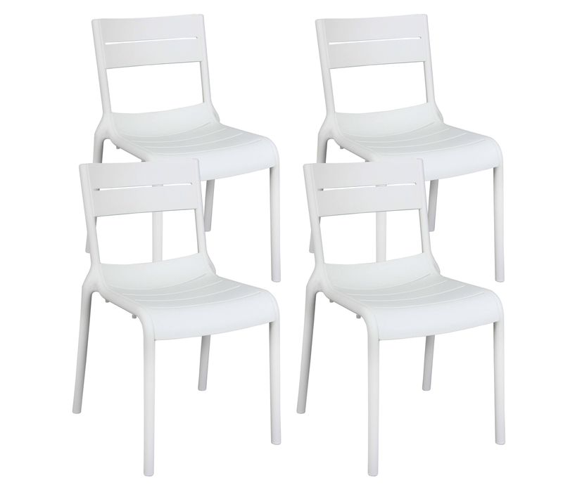 Lot De 4 Chaises De Terrasse En Plastique Blanches Paname