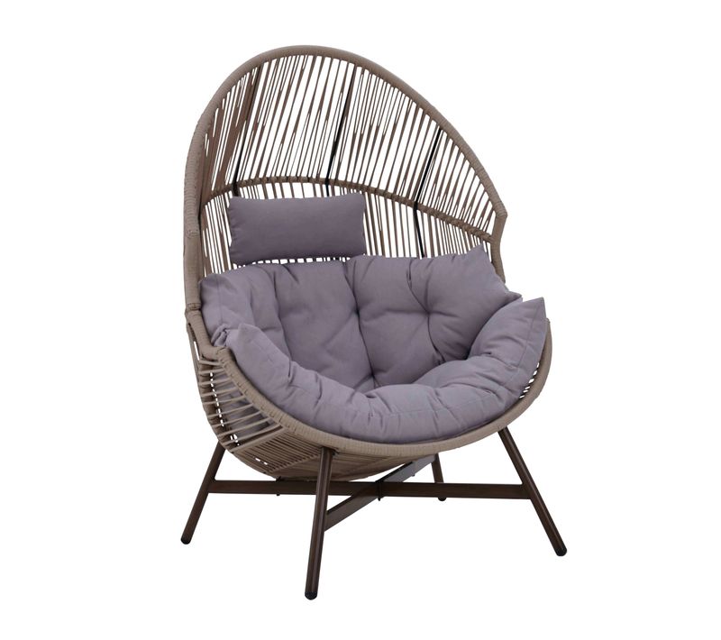Fauteuil De Jardin Oeuf Sur Pied En Rotin Synthétique 142 Cm Beige