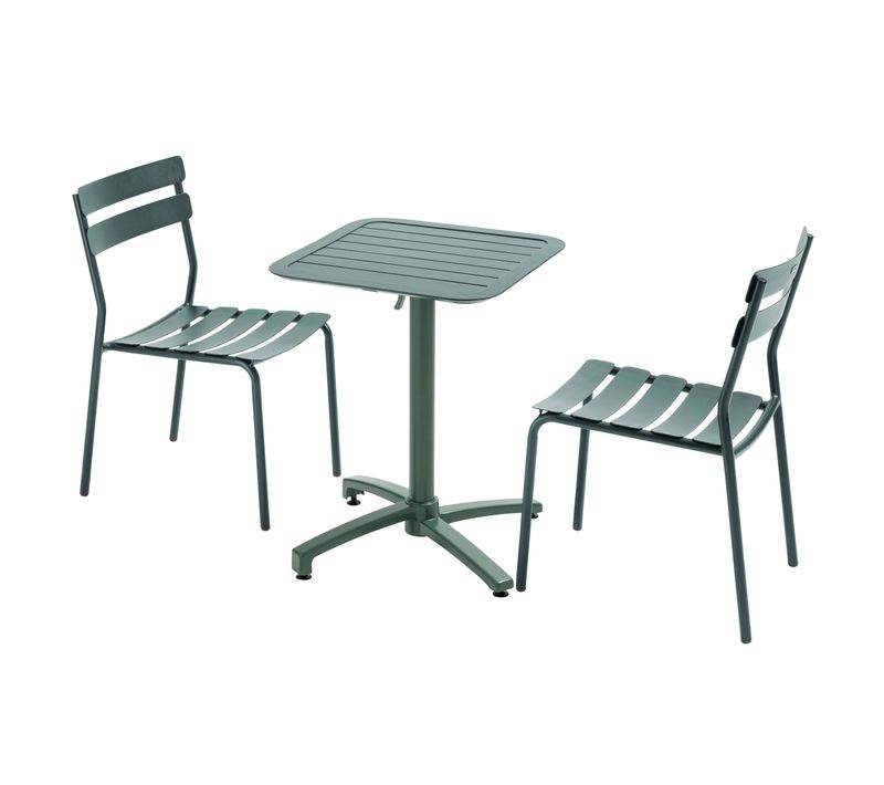 Table De Terrasse Inclinable 60 X 60 Cm Et 2 Chaises Vert Foncé Almada