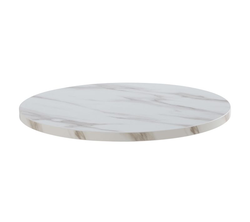 Plateau De Table Rond En Mélaminé 60 Cm Marbre Blanc Rivoli