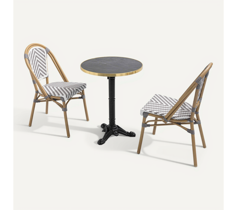 Ensemble Table De Terrasse Marbre Noir Et 2 Chaises Montmartre