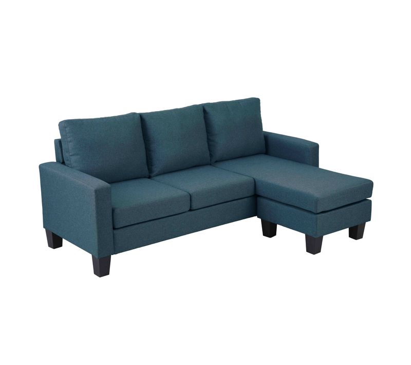 Canapé D'angle Droit En Tissu 3 Places Bleu L 192 Cm