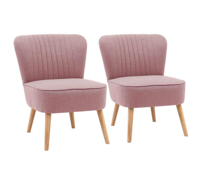 Lot De 2 Fauteuils Style Crapaud En Tissu Rose Madison