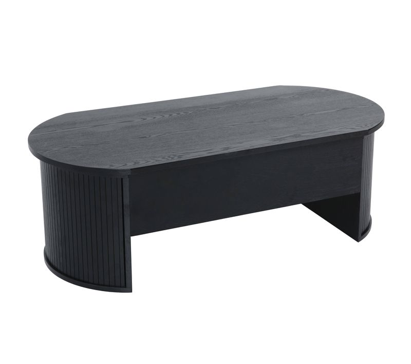 Table Basse Ovale Avec Plateau Relevable Effet Bois Noir Gaby