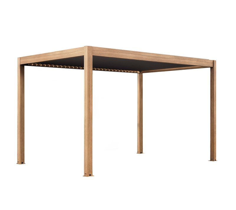 Pergola Bioclimatique Autoportée Et Motorisée éclairée 3x4m Bois Gris