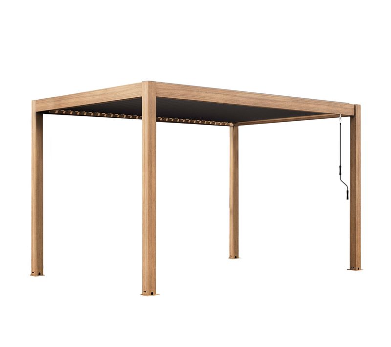 Pergola Bioclimatique Autoportée 3x4m En Aluminium Bois Gris Athenes