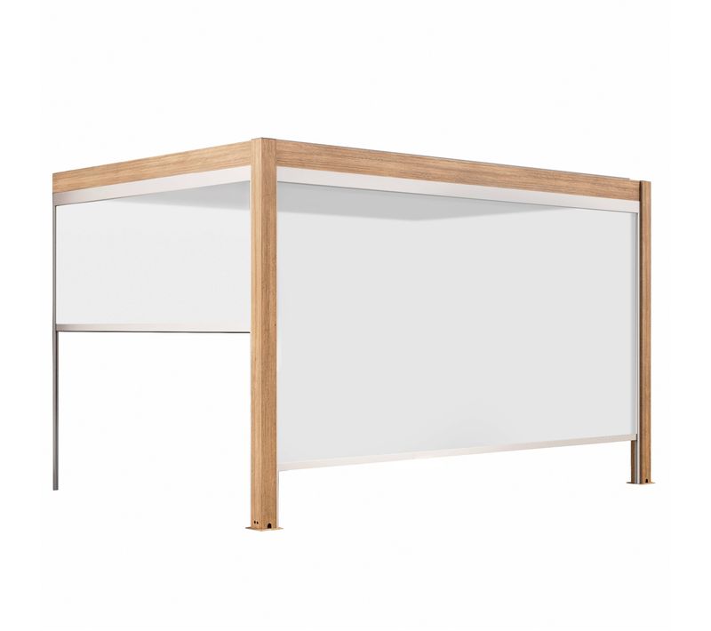 Pergola Bioclimatique Adossée 3x4m Et 2 Stores Bois Blanc