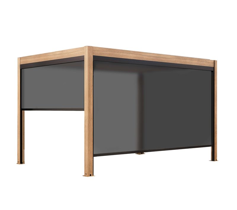 Pergola Bioclimatique Autoportée Motorisée Éclairée 3x4m Et 2 Stores