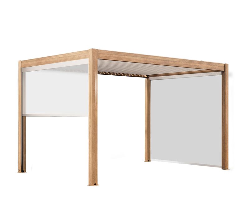 Pergola Bioclimatique Autoportée Motorisée Éclairée 3x4m Et 3 Stores