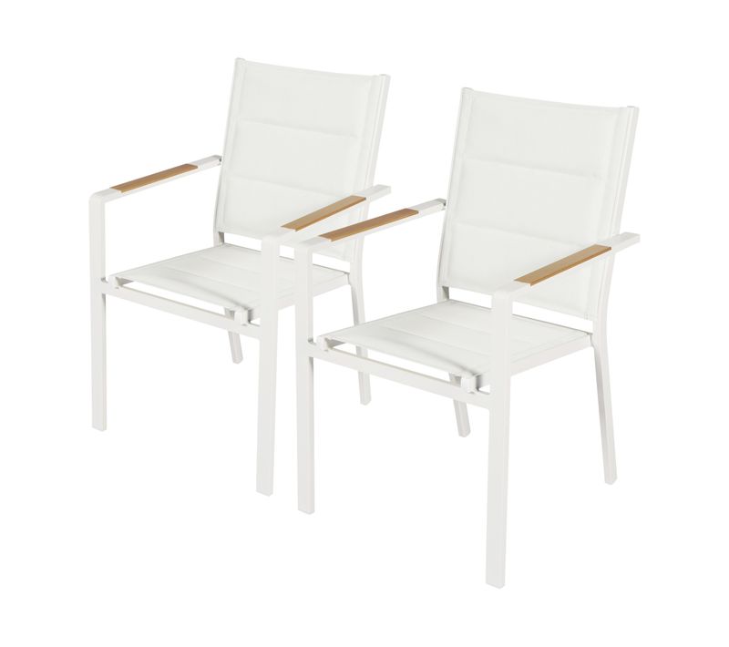 Lot De 2 Chaises De Jardin En Aluminium Et Textilène Blanc