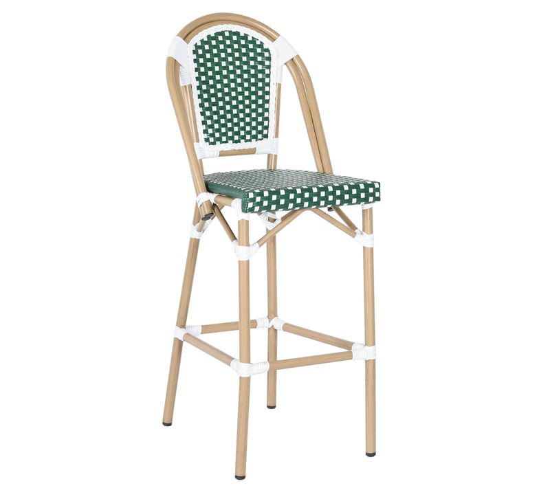 Chaise Haute De Jardin En Alumunium Et Rotin Synthétique Blanc Et Vert