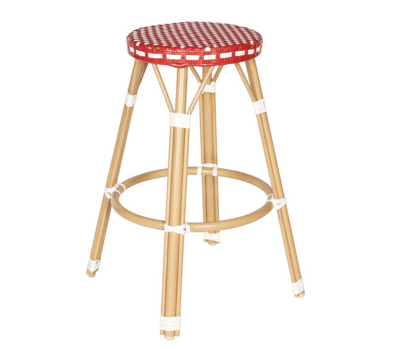 Tabouret Haut De Jardin En Aluminium Et Rotin Synthétique Blanc, Rouge