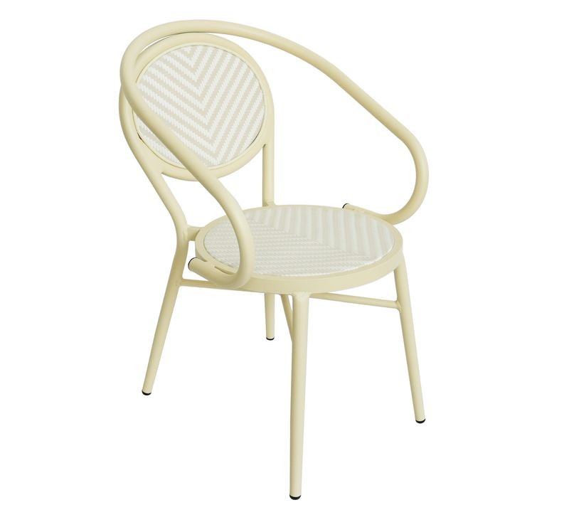 Chaise De Terrasse Style Bistrot Parisien En Aluminium Et Rotin Beige