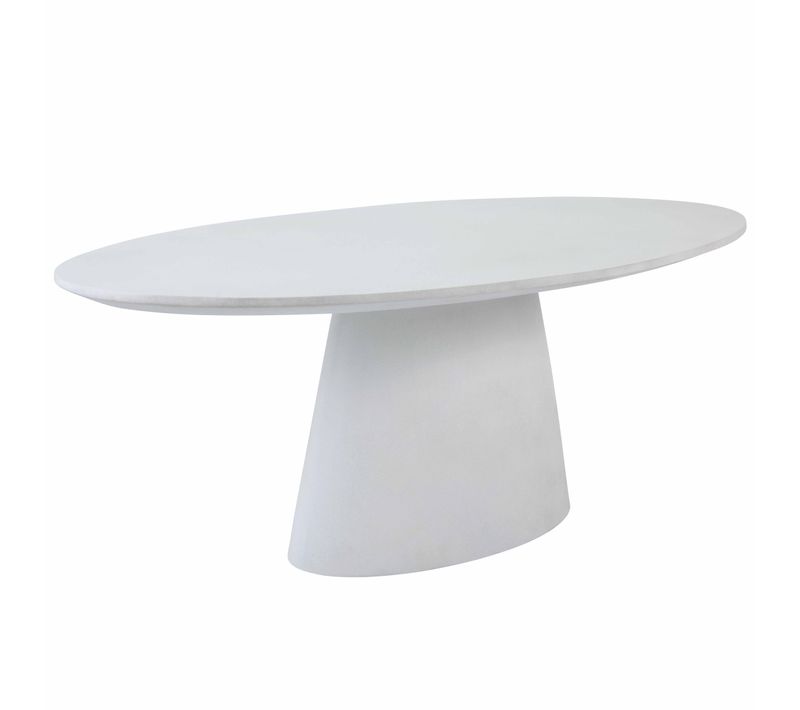 Table De Jardin Ovale Effet Béton Lisse 8 Places 200x110 Cm Blanc Rhodes