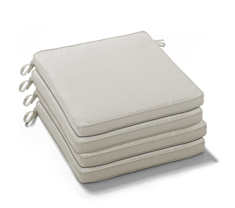 Lot De 4 Galettes De Chaise Polyester 40x40x3 Cm Beige Picchu
