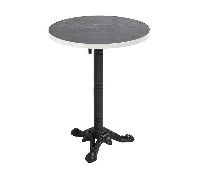 Table à Mange Ronde 60 Cm Inclinable Marbre Blanc/doré Et Pied Noir