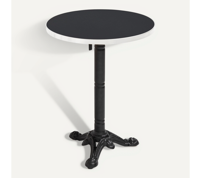 Table à Mange Ronde 60 Cm Inclinable Noir/argent Et Pied Noir Montmartre