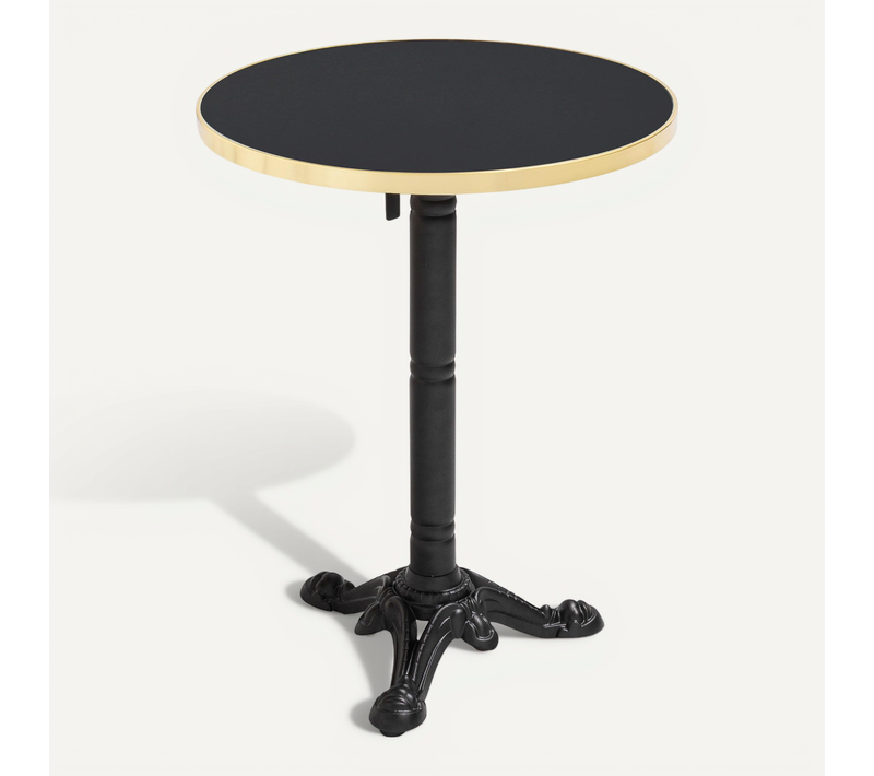 Table à Mange Ronde 60 Cm Inclinable Noir/doré Et Pied Noir Montmartre