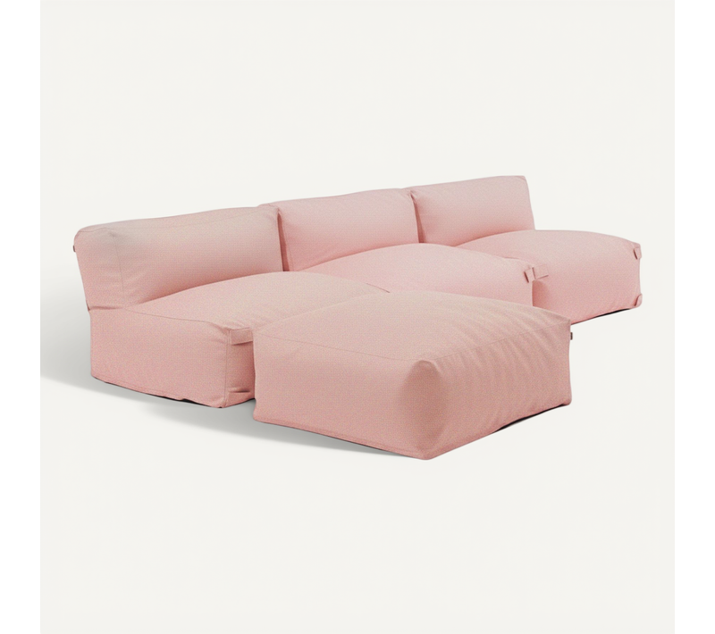 Canapé D'angle Fixe Modulable 4 Places Rose Poudré Mixi
