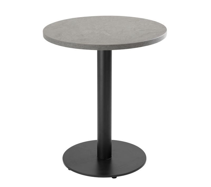 Table à Manger Ronde 60 Cm Pied Noir Et Revêtement Béton Gris Rivoli