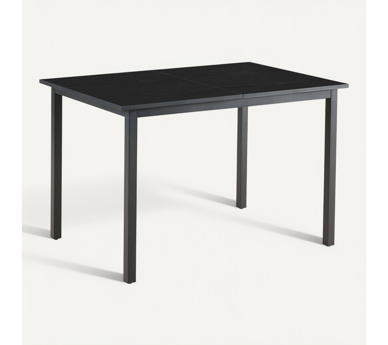 Table à Manger Extensible Rectangulaire En Mdf Bois Noir 120/160 Cm