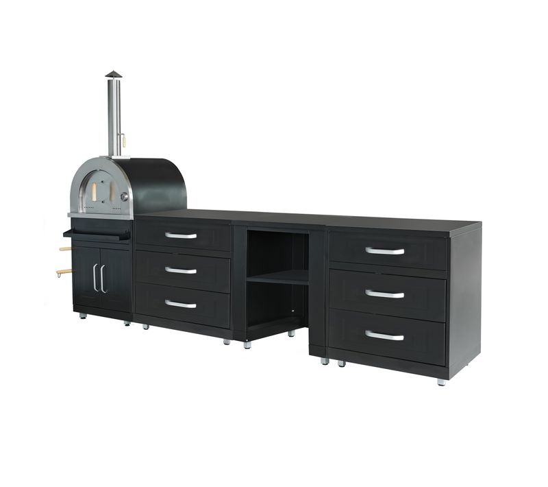 Cuisine D'extérieur 4 éléments Avec Four à Pizza Noir Memphis