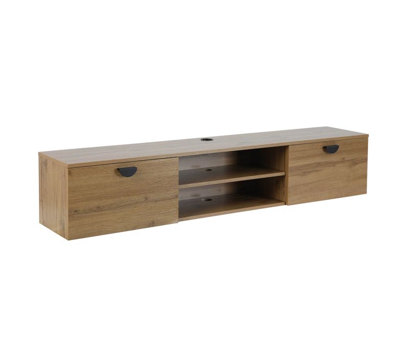 Meuble TV Suspendu 160 Cm Industriel Bois Clair