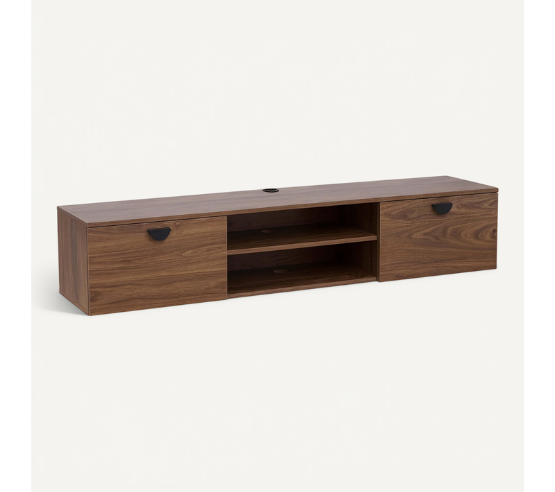 Meuble TV Suspendu 160 Cm Industriel Bois Foncé Jessy