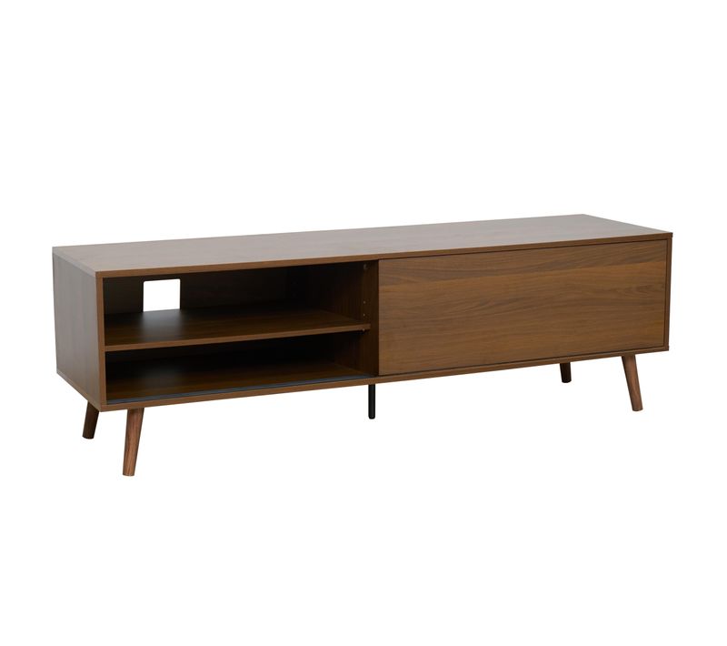 Meuble TV 1 Porte Rectangulaire L160 Cm Marron Jena