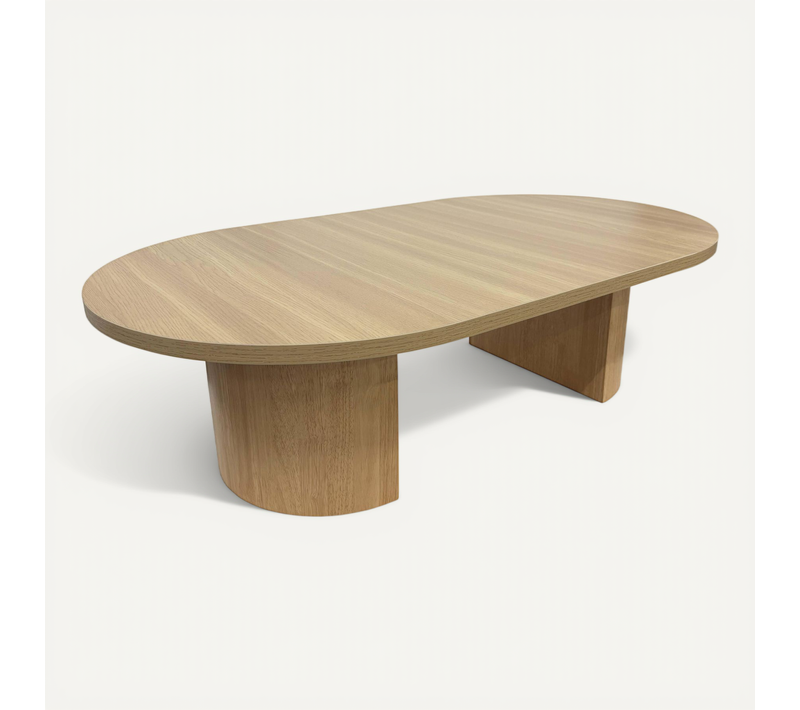 Table Basse Ovale 120 Cm Moderne Effet Bois Clair Trinity