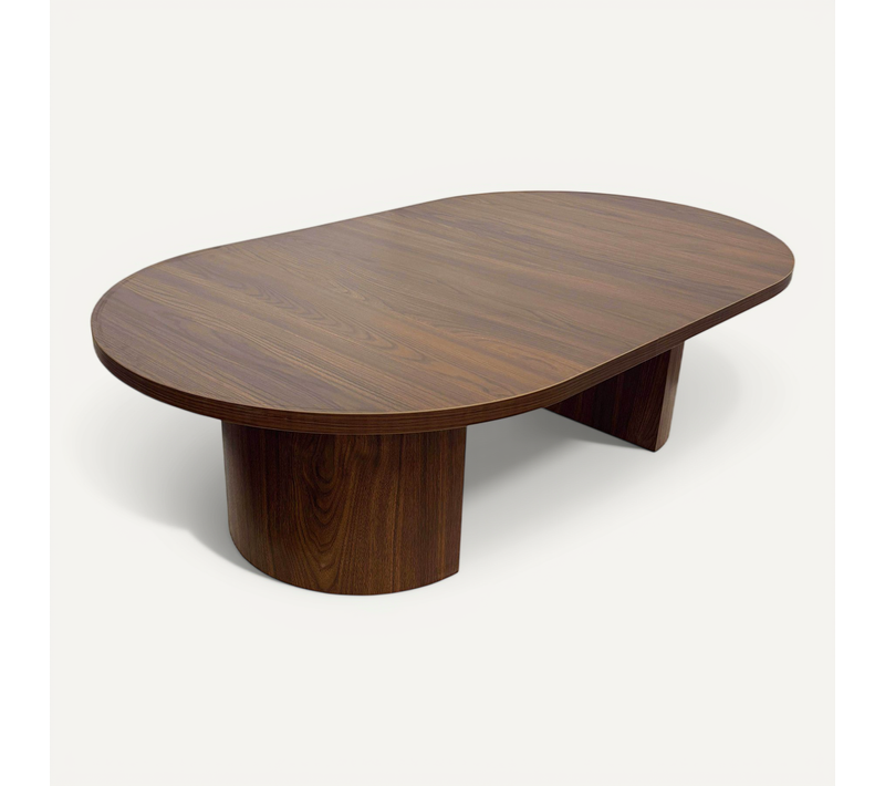 Table Basse Ovale 120 Cm Moderne Effet Bois Foncé Trinity