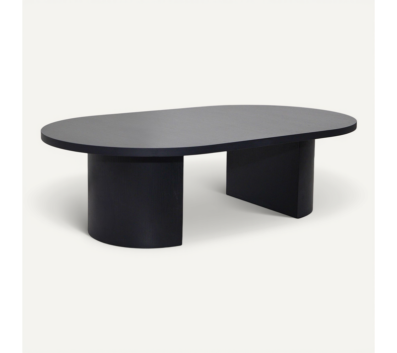 Table Basse Ovale 120 Cm Moderne Effet Bois Noir Trinity