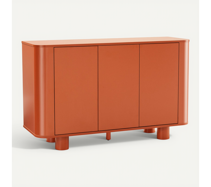 Buffet 3 Portes Moderne Rectangulaire L120 Cm Orange Dario