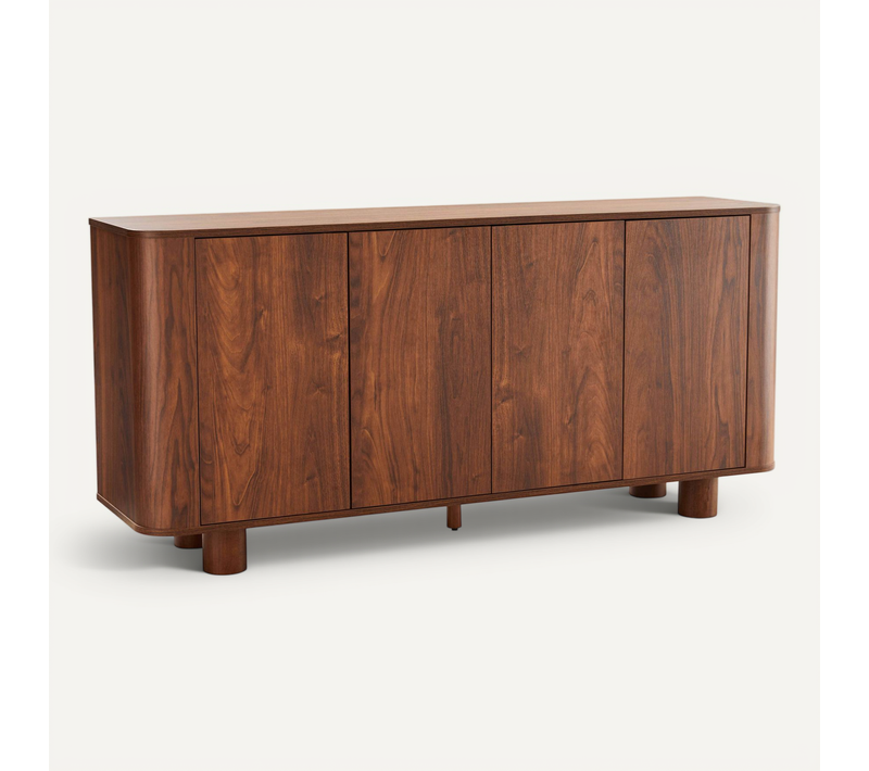 Buffet Scandinave 4 Portes L160 Cm Bois Foncé Dario