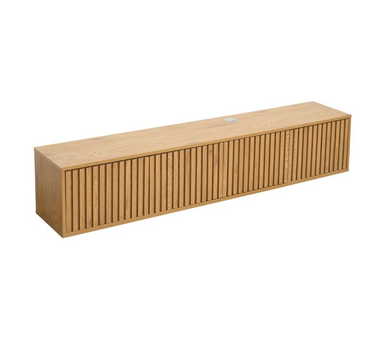 Meuble TV Suspendu 160 Cm Scandinave Bois Clair Ivy