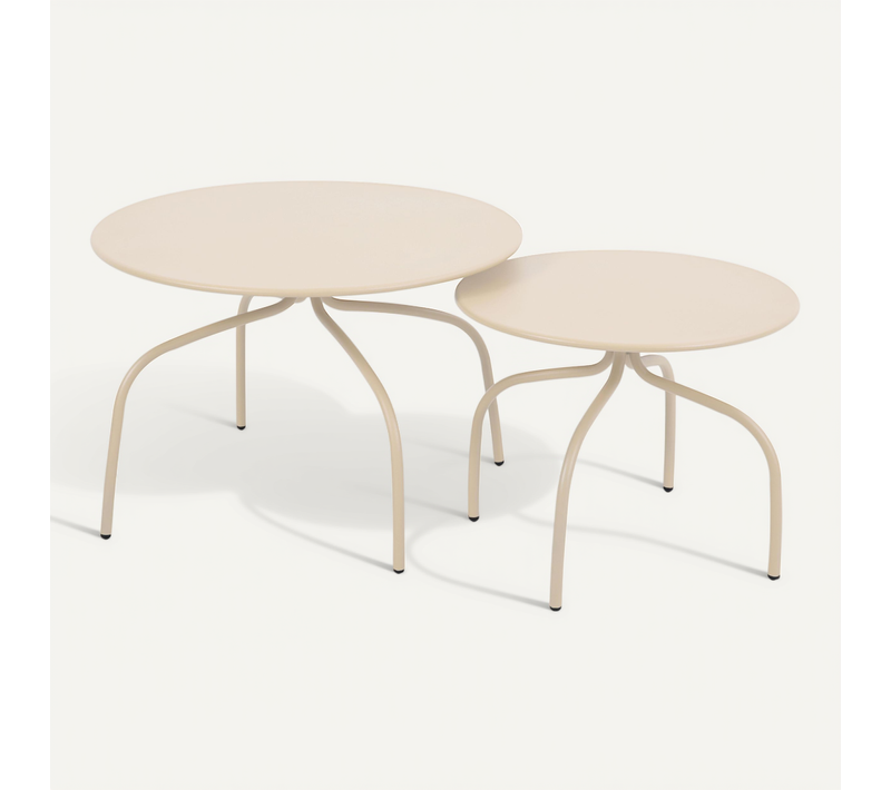 Lot De 2 Tables Basses Gigognes De Jardin Crème Venise