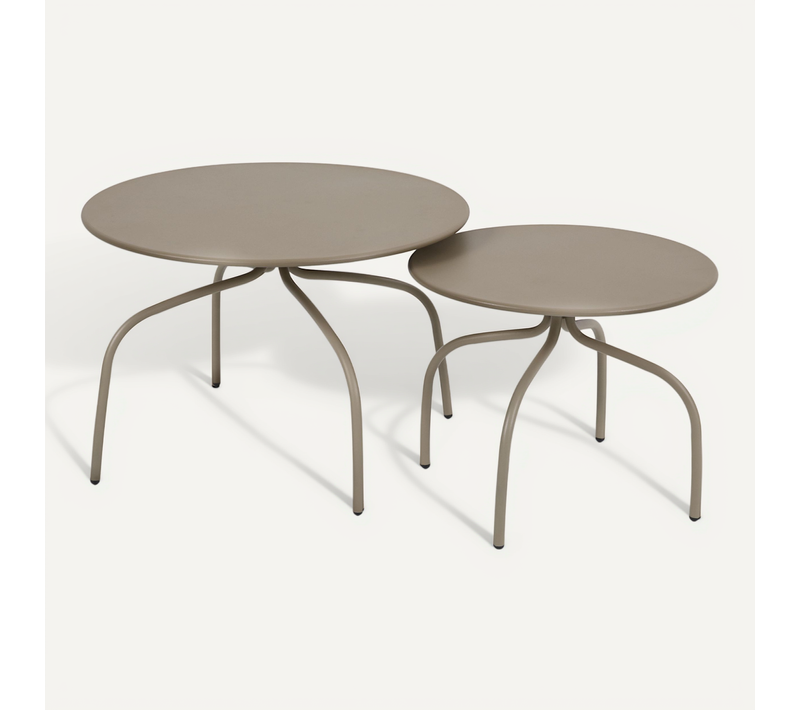 Lot De 2 Tables Basses Gigognes De Jardin Taupe Venise