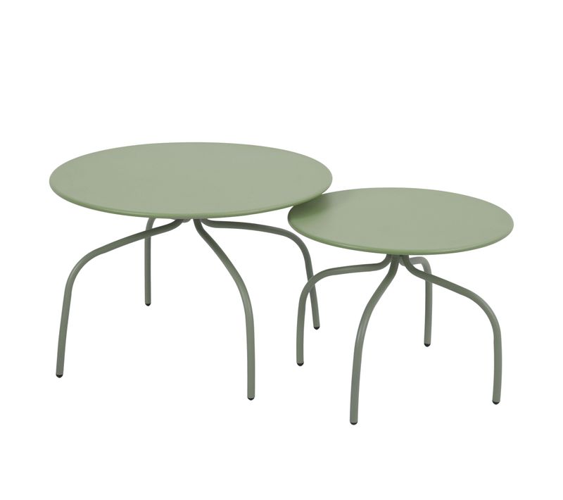 Lot De 2 Tables Basses Gigognes De Jardin Vert Sauge Venise