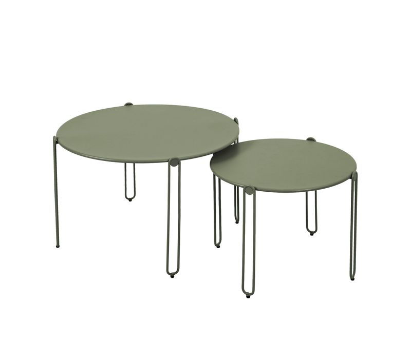 Lot De 2 Tables Basses Gigognes De Jardin Vert Kaki Oros