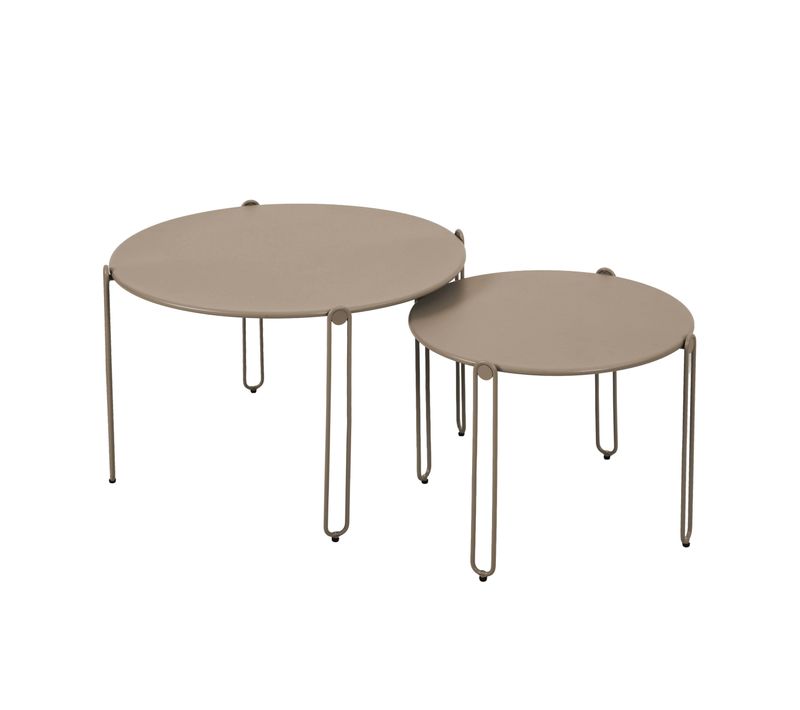 Lot De 2 Tables Basses Gigognes De Jardin Taupe Oros