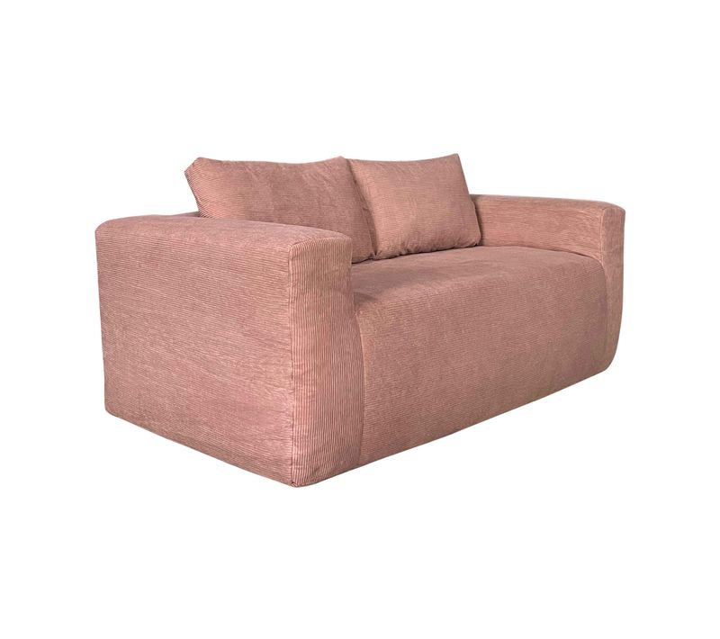 Canapé 2 Places En Tissu Côtelé Avec Coussins Rose L 160 Cm