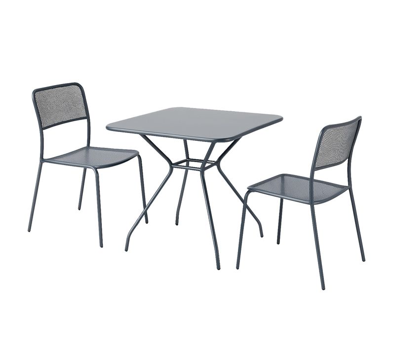 Ensemble Table Et 2 Chaises De Jardin Gris Anthracite